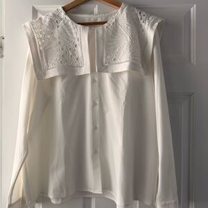 Elegant White Lace Collar Blouse